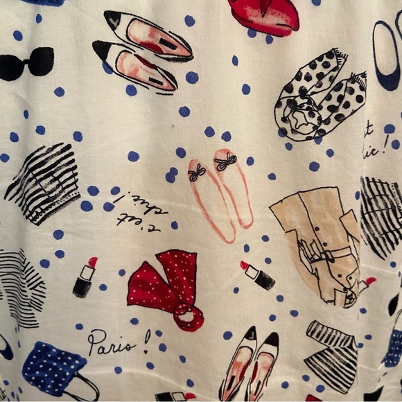 Talbots Paris Print Button Down Blouse Size M Long Sleeve C’est Chic 100%Cotton - Picture 10 of 13